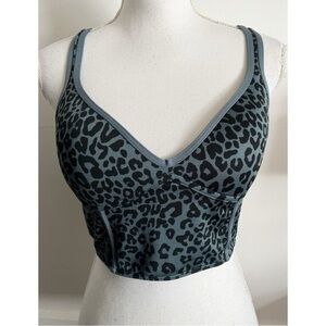 Pink Active Victorias Secret • Slate Blue Black Leopard Long Line Sports Bra